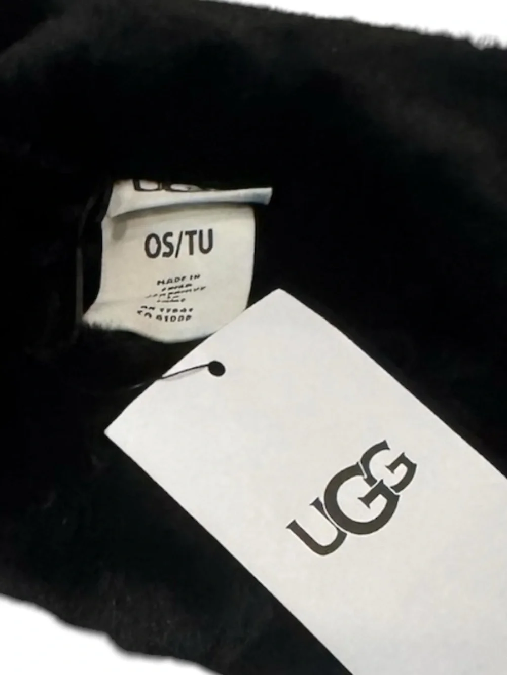 NWT UGG WOMENS BLACK FAUX FUR HEADBAND ONE SIZE